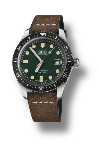 Oris Divers 65 Green Dial Leather Strap