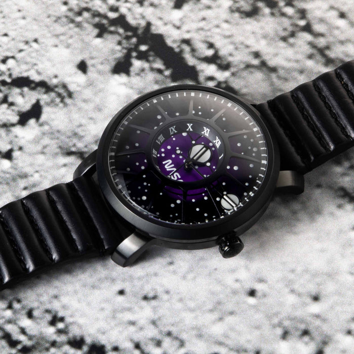 Xeric NASA Trappist-1 Automatic Sapphire Deep Space Purple angled shot picture