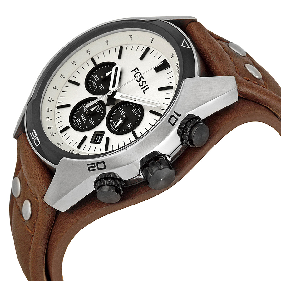 Fossil stainless steel quartz movement with brown strap