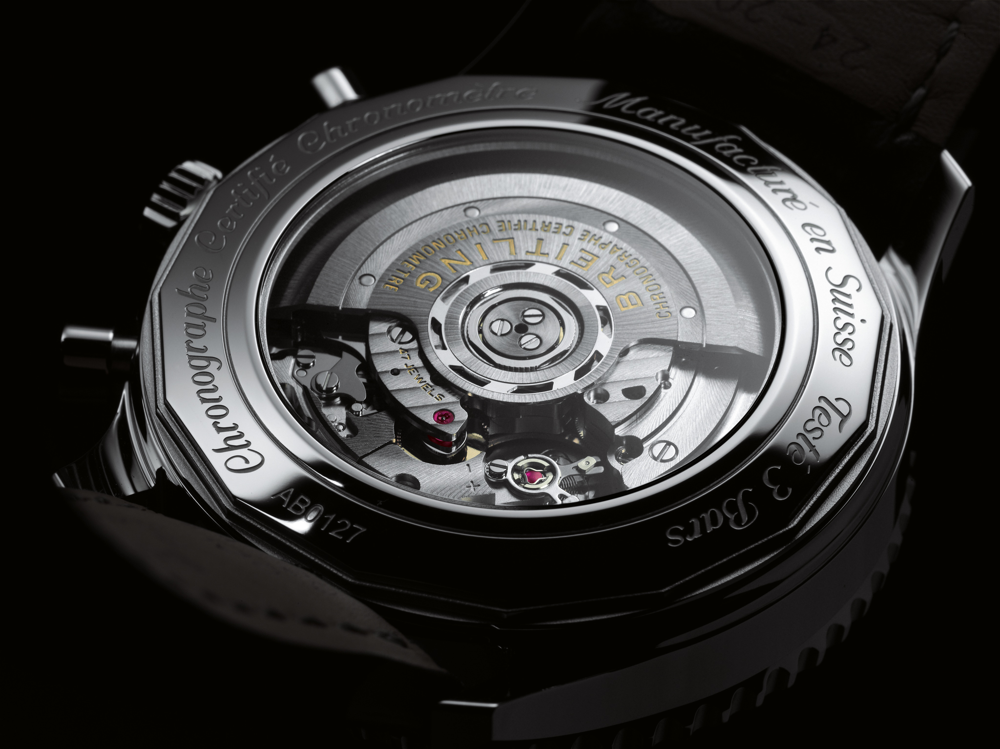 Caseback of Breitling Navitimer 01 46mm  aviation watch