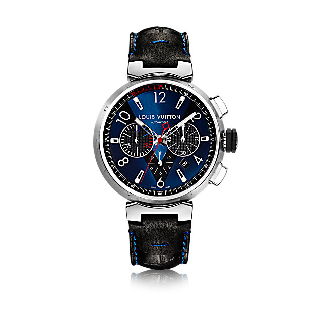 Louis Vuitton men's watch-Tambour Blue Chronograph