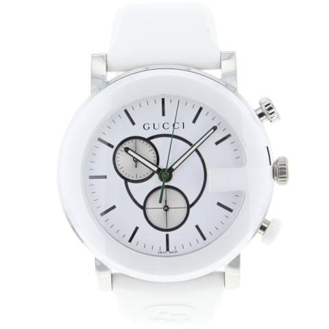 Gucci White Dial Diving Watch With White Rubber Strap