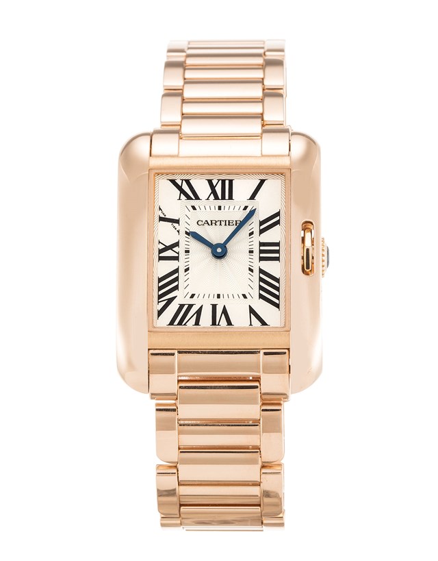 Front of Cartier classic rose gold Tank Anglaise